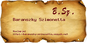 Baranszky Szimonetta névjegykártya